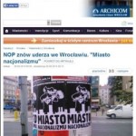 Gazeta Wyborcza alarmuje: „NOP znów uderza we Wrocławiu”